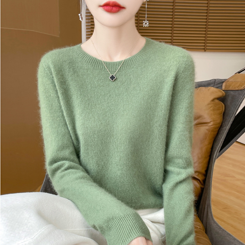 秋冬季新款羊毛衫女式100%纯羊毛内搭圆领套头羊毛针织衫毛衣|undefined