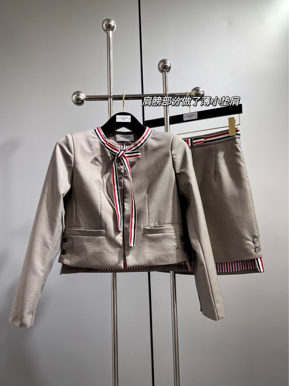 [does not support return] TB suit British academic style TB shoulder pad small suit long skirt temperament