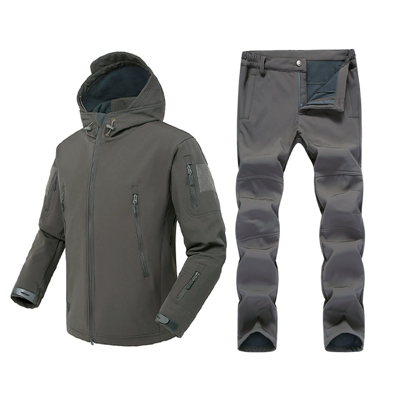 羁风 Shark, jacket, fleece keep warm windproof travel set outside climbing, 7 sets