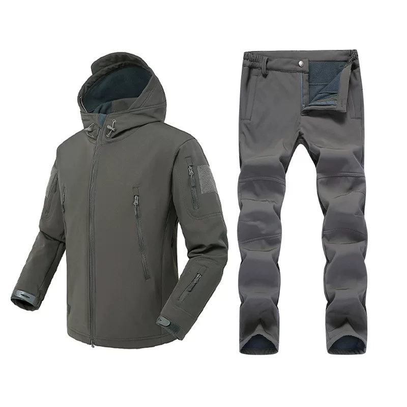 羁风 Shark, jacket, fleece keep warm windproof travel set outside climbing, 7 sets