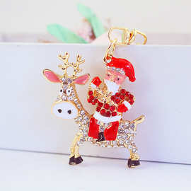可爱麋鹿圣诞老人节日礼物钥匙链钥匙圈钥匙环包扣挂扣送女友1471