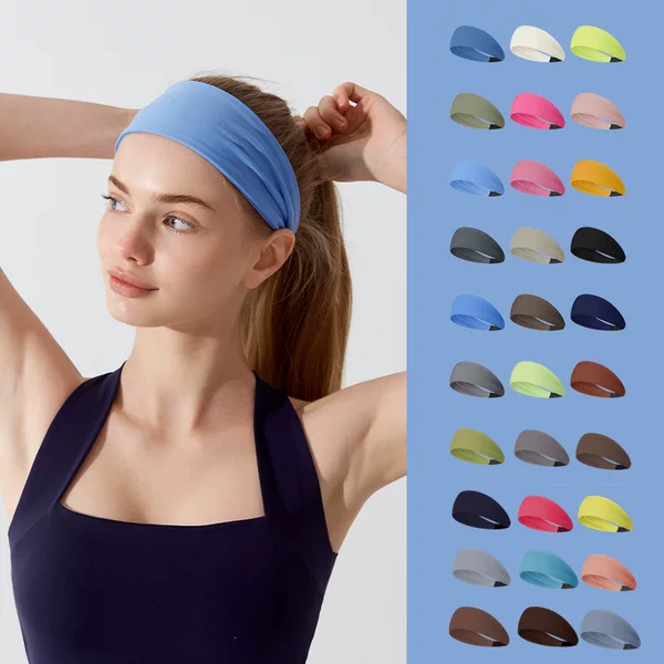 Elastic Headband Sports Hairband for Women, Sweat-Absorbing, Anti-Sweat, Running, Fitness, Yoga Headscarf, Hairband, Hair Tie, Women's Wide-Brimmed Headband