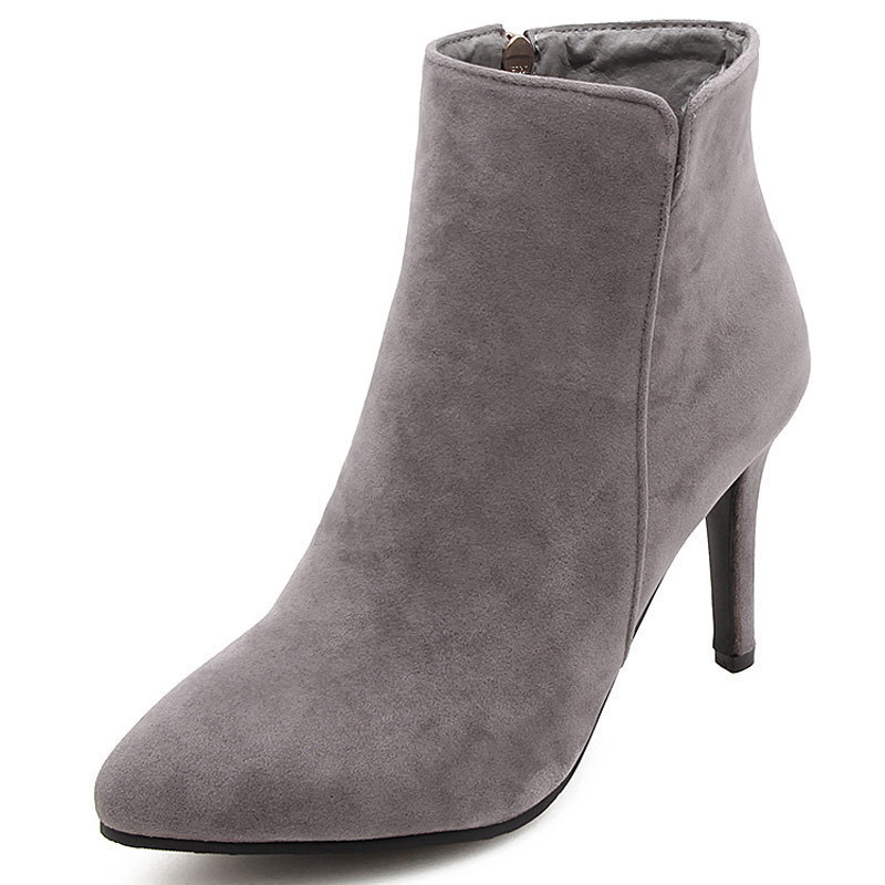 Short Boots for Women, High Heels, Suede, Large Size Women's Boots, Size 40-47, Women's Shoes, Autumn and Winter, European and American, Long-Term Production 2134