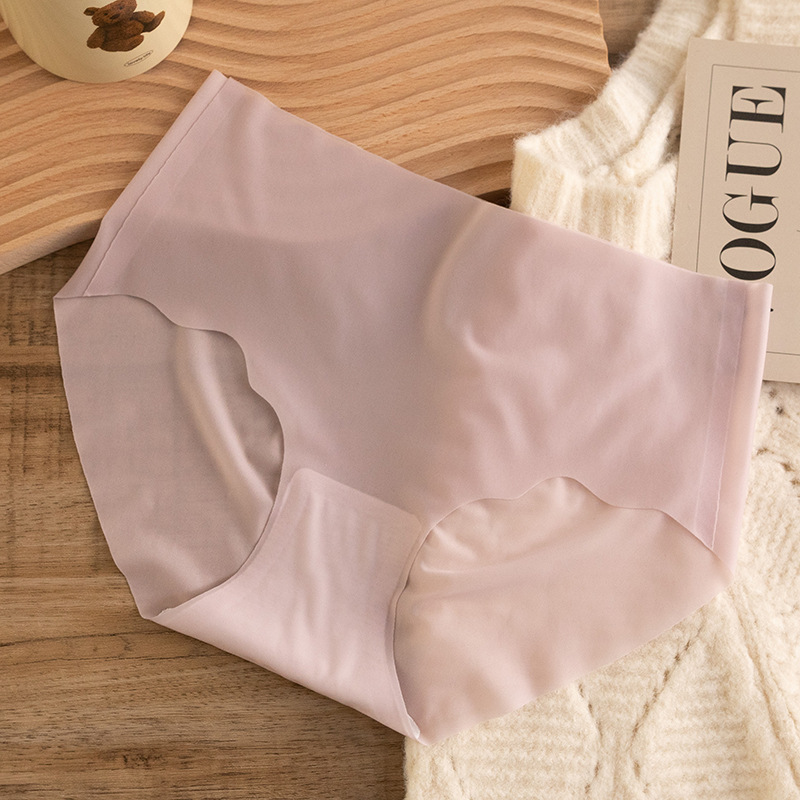 Ropa interior de seda de hielo de algodón antibacteriano entrepierna verano delgada chica sexy media cintura pantalones cortos cabeza ropa interior sin costura