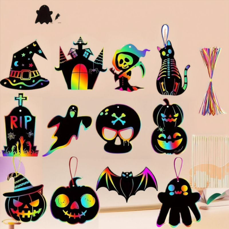 外国貿易工場ハロウィーンDIYスクラッチ紙異形スクラッチ動物装飾子供クリスマススクラッチ画卸売り|undefined