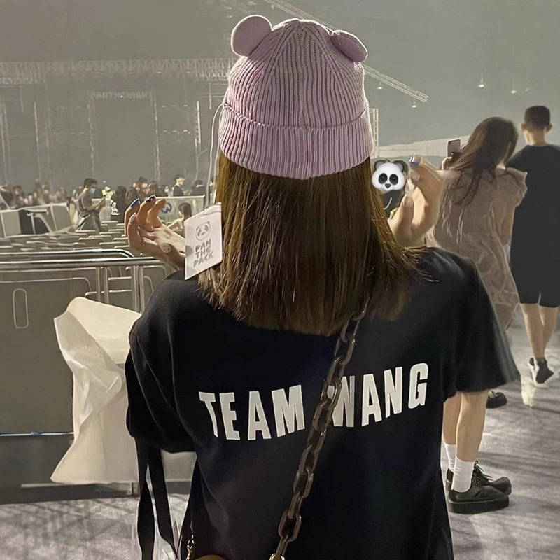 TEAM WANG短袖王嘉尔同款立体字母硅胶T恤美式重磅休闲圆领情侣男|undefined