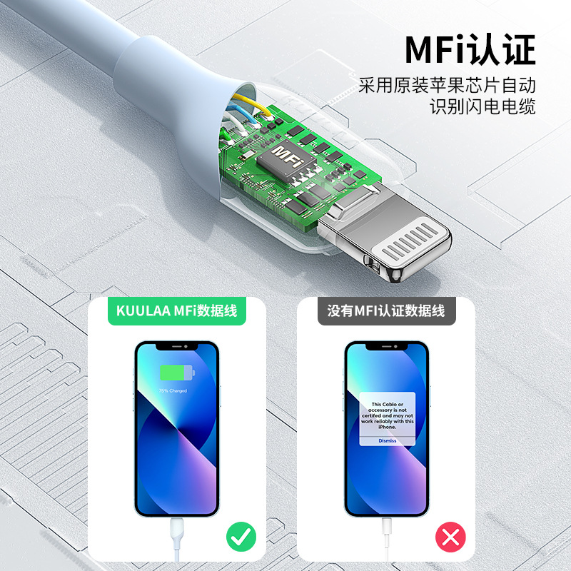 2.4AシリカゲルケーブルアップルMFI認証適用iPhone13充電ケーブルアップル14携帯電話充電ケーブル