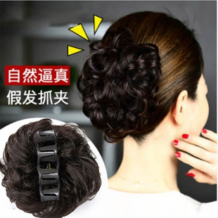 Real hair ball head grip clip wig hair ring female curler flower bud hair clip fluffy natural female head coil hair ball head