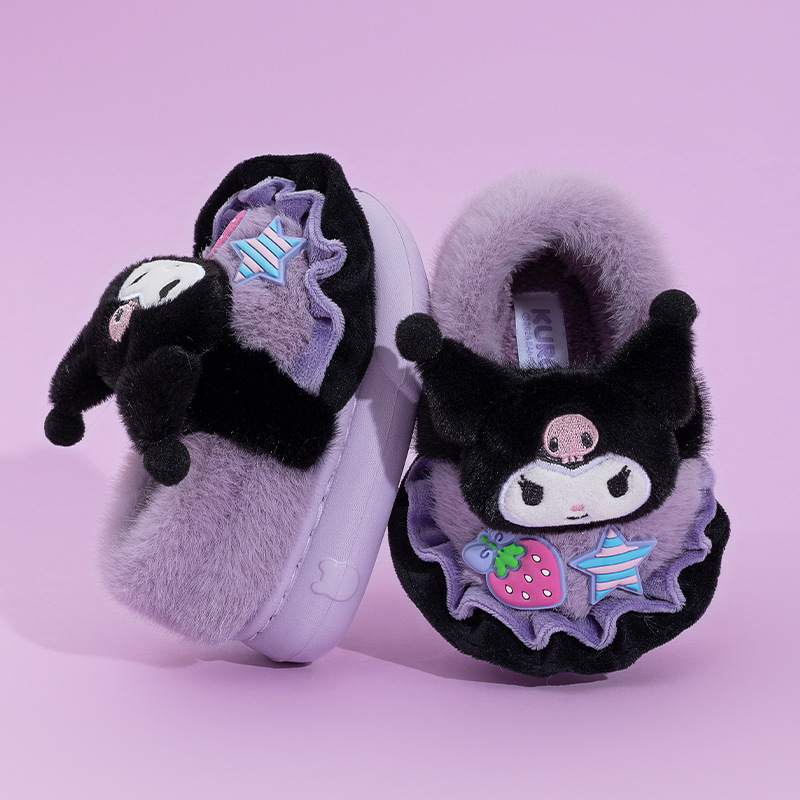 Nuevas zapatillas de algodón para niños, dibujos animados de invierno lindas niñas de peluche conejo estereoscópico bolsas de jardín de infantes zapatillas de tacón