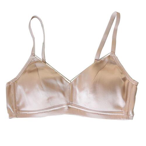 Silk satin wire-free bra French glossy mulberry silk thin comfortable underwear bra