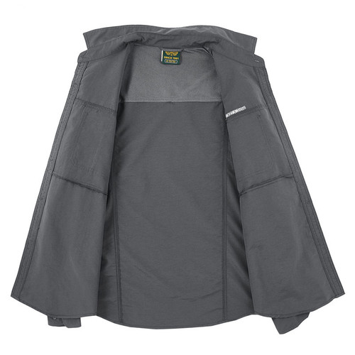 Men's Long-Sleeve Quick-Dry Shirt for Spring and Summer, Outdoor Breathable Loose Work Shirt, Thin Quick-Dry Clothing with Printed Logo
