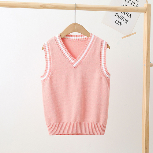 Children's knitted vest spring and autumn kindergarten primary and secondary school uniforms boys and girls pullover college style sweater vest