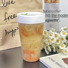 600ml防烫竖条烤梨杯一次性PP耐高温热饮包装塑料瓶小吊梨汤瓶子