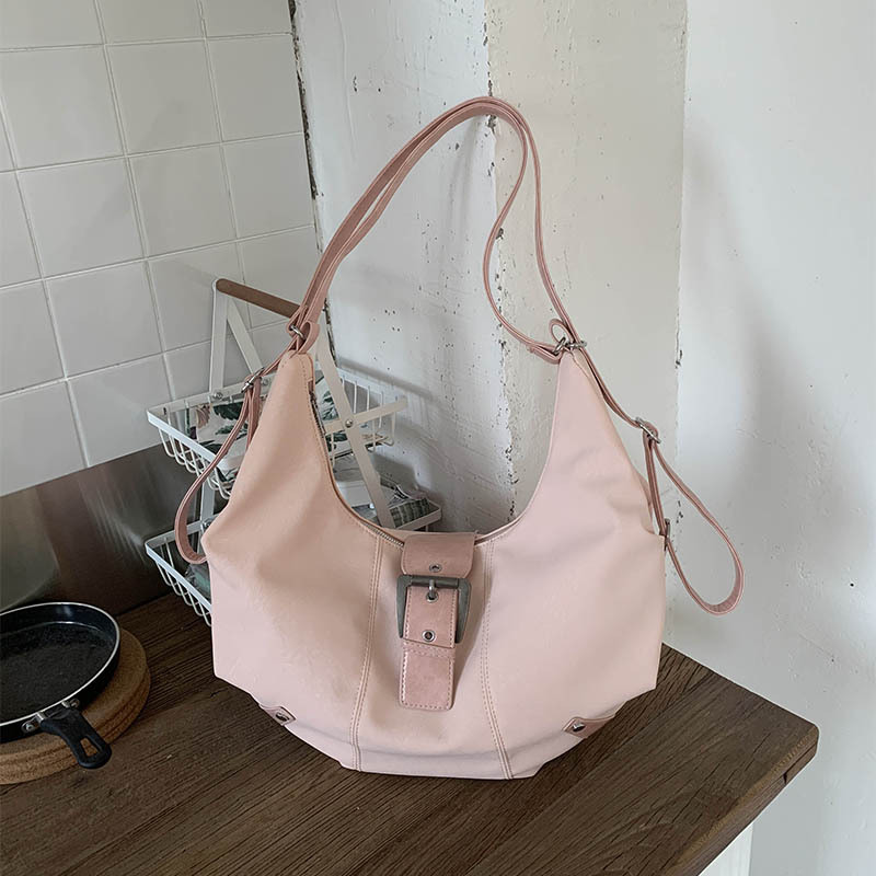 跨境复古通勤单肩包女bags大容量欧美辣妹潮废土牛角包单肩斜挎包|undefined
