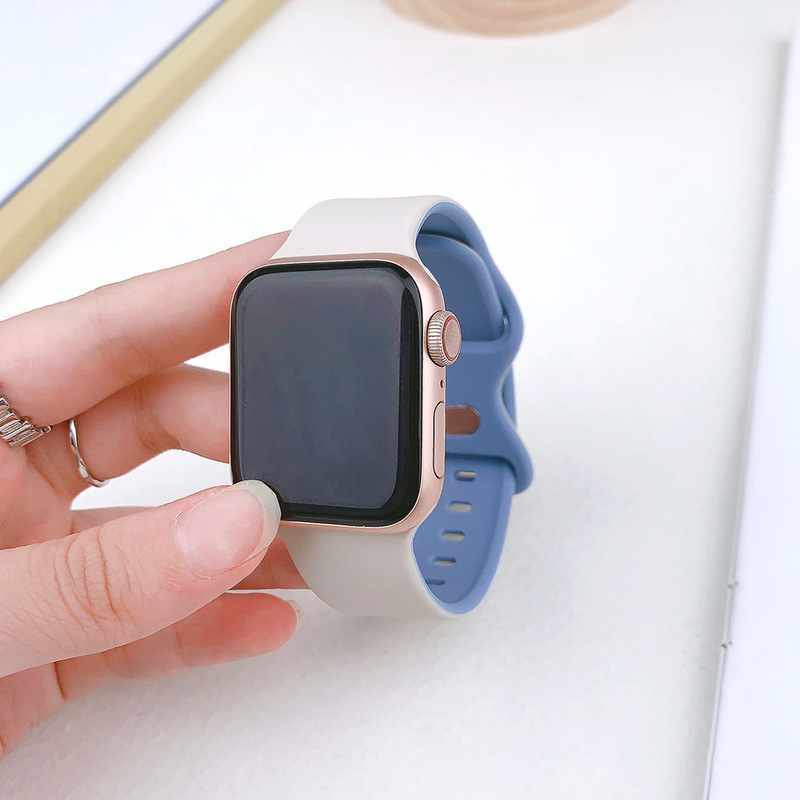 Suitable for iwatch987 Generation SE6 Apple Watch Generation applewatch Sports Silicone Breathable Butterfly Buckle Strap