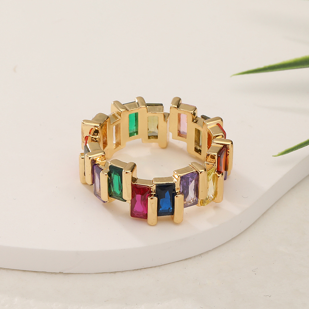 Luxurious Geometric Copper Gold Plated Zircon Open Ring