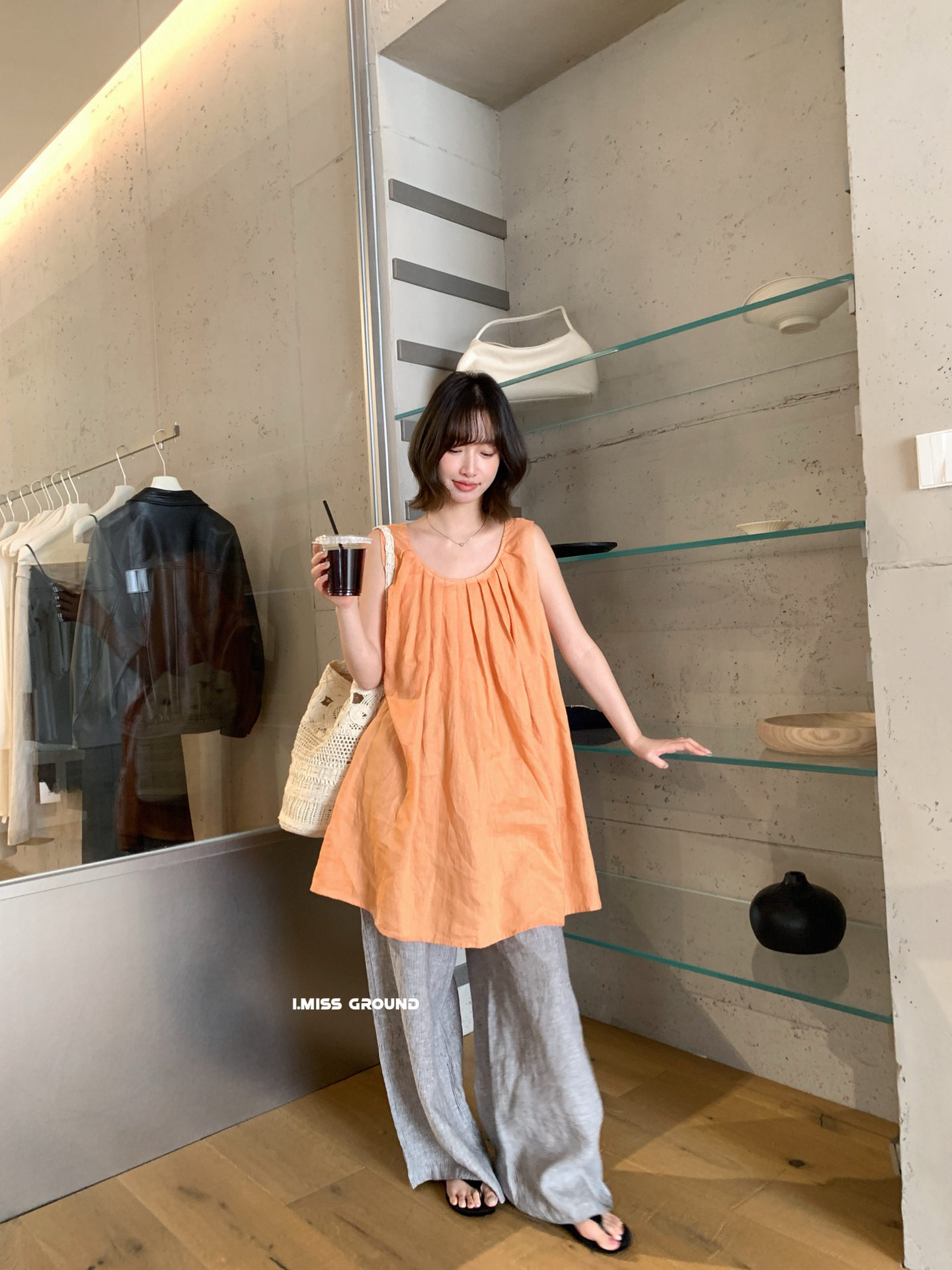 Đầm maxi nữ không tay chất liệu linen phong cách Pháp nghỉ dưỡng — màu cam chi tiết 8
