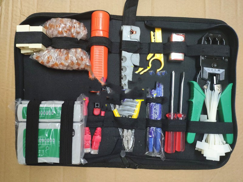 网络配件工具包综合布线配件包网钳测试仪直通打线刀17合一套装