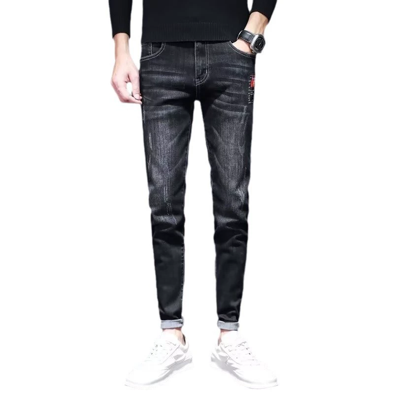 Jeans, thin trend elastic trousers, Korean style