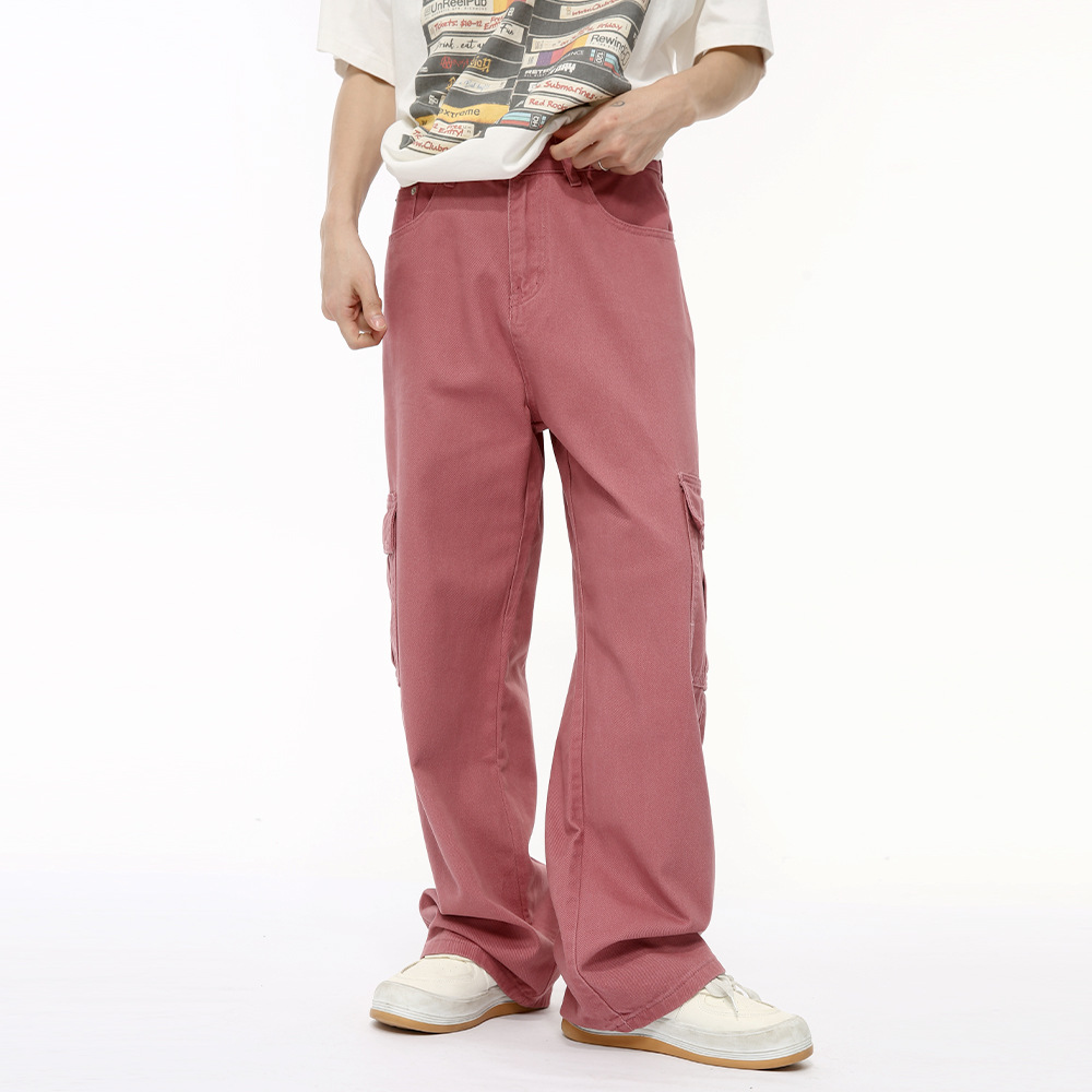 MTLCLOTHES Hombres| Coreano color sólido casual multicolor de bolsillo grande herramienta de lavado de agua jeans tendencia