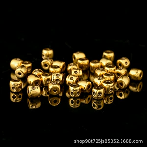 24K Gold-Plated Sand Gold Spacer Beads, Finely Crafted Shituo Ling Barrel Beads, Top Beads, Waist Beads, DIY Jewelry Accessory Beads