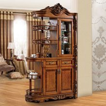 美式实木间厅柜客厅双面玄关柜靠墙装饰柜复古酒柜欧式雕花隔断柜
