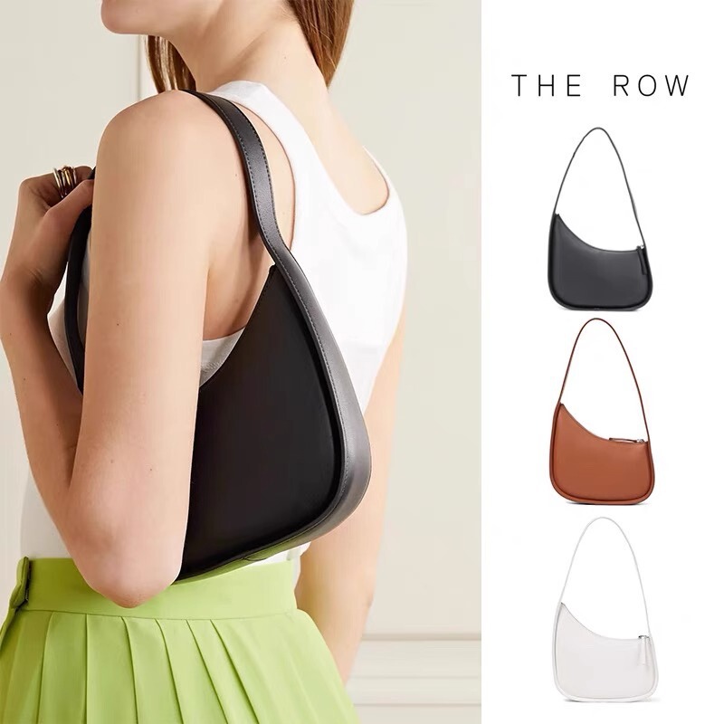 Cross-border The * row Half Moon Bag Niche Design Very Ken Dou Same Shoulder Underarm Bag Genuine Leather Handbag Women's Bag