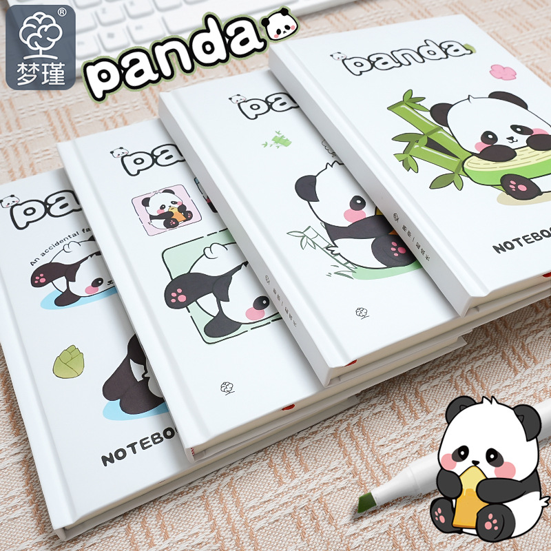 Todos los lindos cuadernos de carcasa dura Panda A5 de alto valor para estudiantes con líneas horizontales, cuadernos, diarios, libros de mano