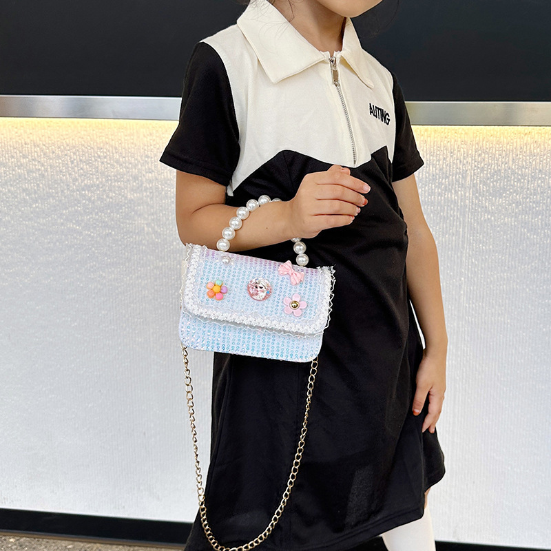 2025 nuevo lindo bolso de princesa de perlas portátil de moda versátil bolso de hombro bolso de cambio bolso de chicas coreanas