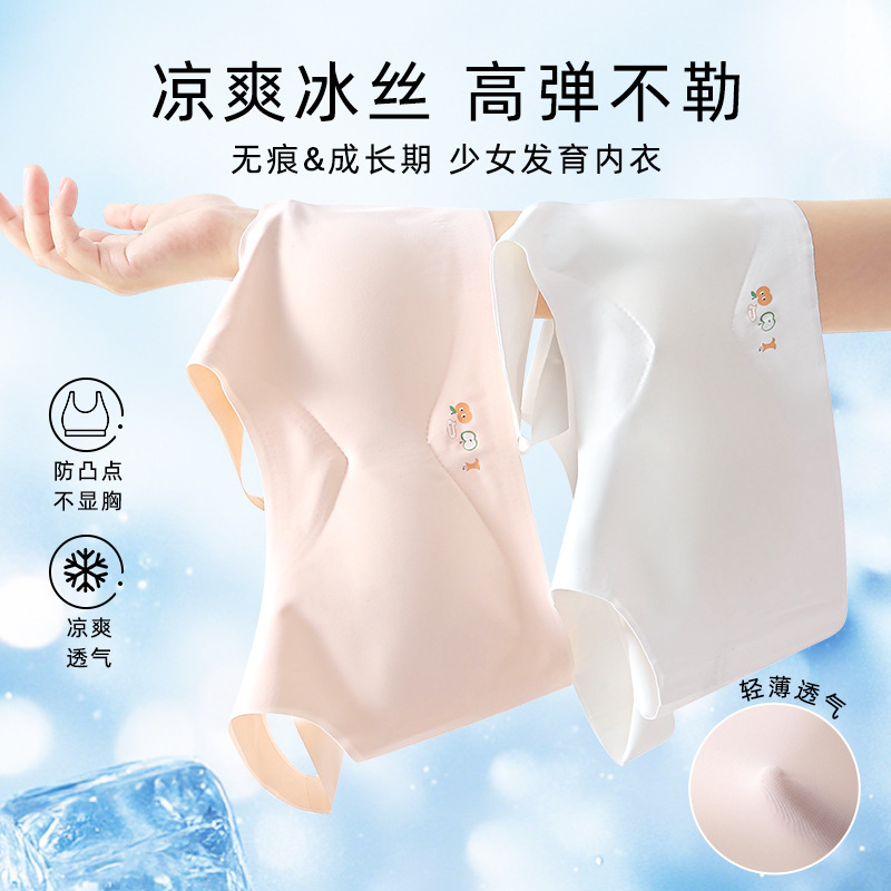 Girls' Intimates, Sweet and Cute Development Period Intimates, Skin-Friendly, Breathable, Anti-Bump, Anti-Exposure, Fixed Cup Girls' Bra Girls' Intimates, Sweet and Cute Development Period Intimates, Skin-Friendly, Breathable, Anti-Bump, Anti-Exposure, Fixed Cup Girls' Bra
