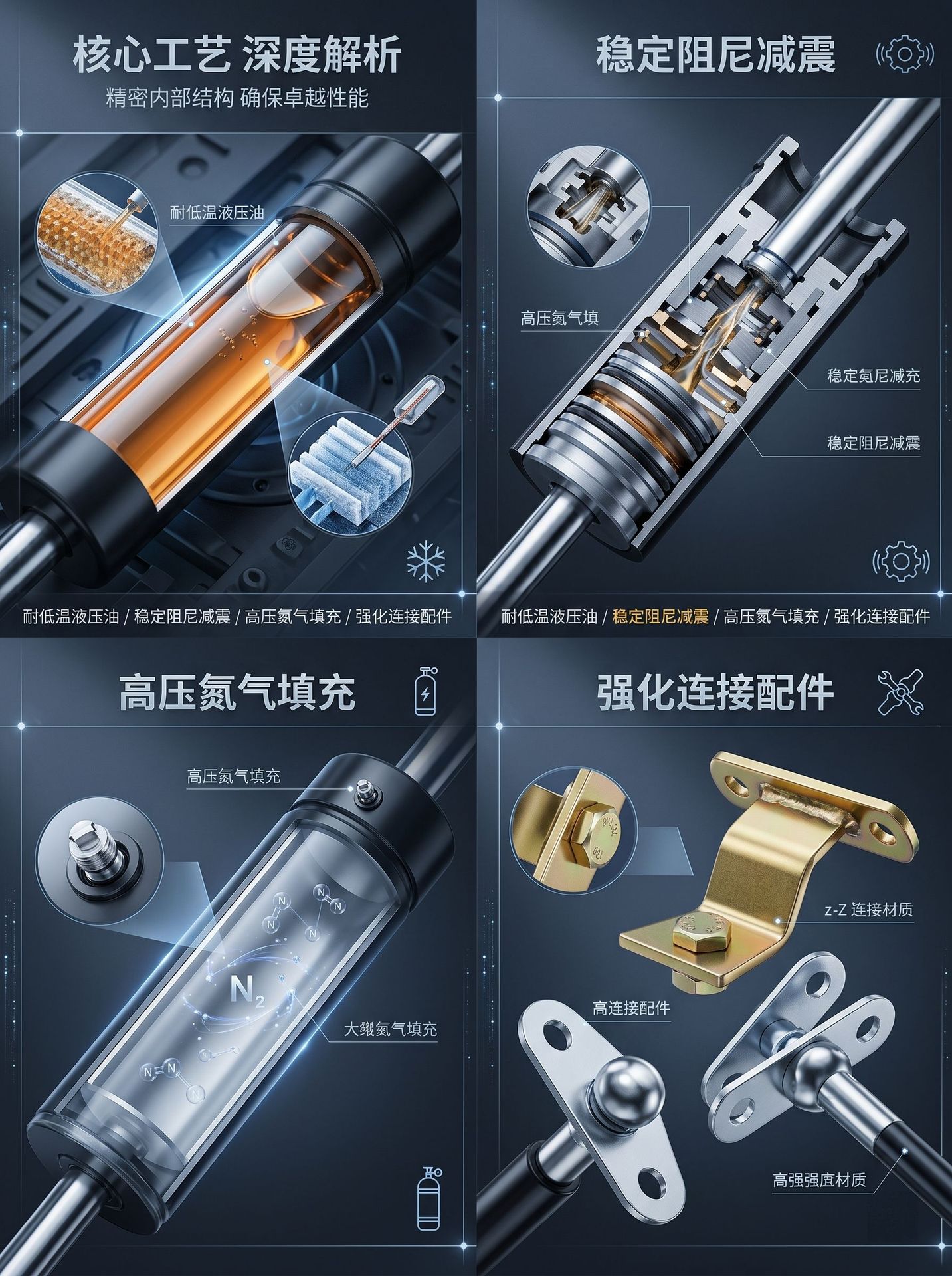 Engine Hood Modification for New Energy Vehicles, Hydraulic Support Rod for New Energy Electric Vehicles, Tailgate Buffer Lift Rod