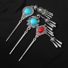 復古中式民族風髮簪苗族孔雀流蘇步搖髮釵盤髮簪子髮飾女古風頭飾