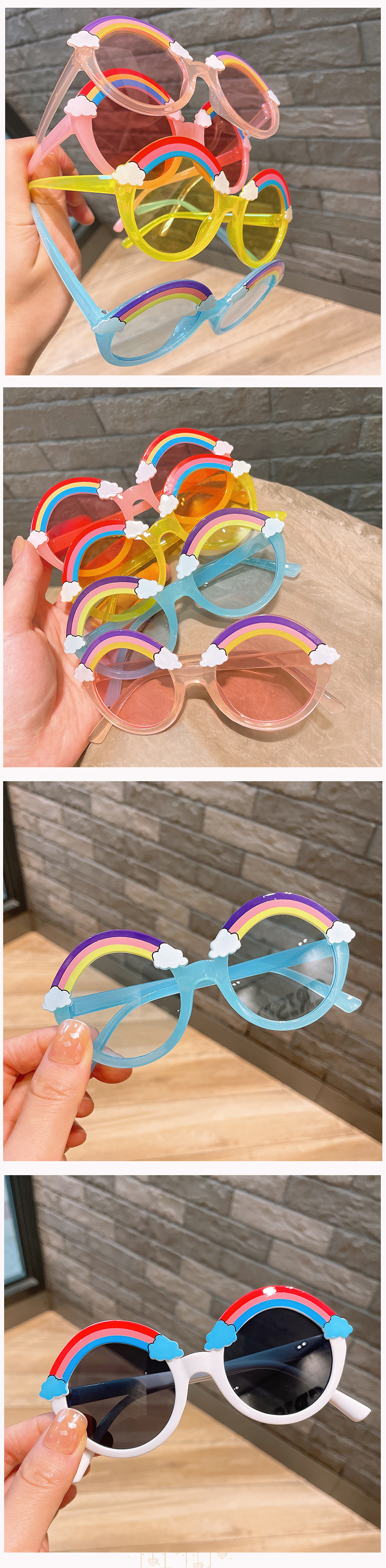 Mignon Arc-en-ciel Cadre Rond Plein Cadre Enfants Lunettes De Soleil display picture 4