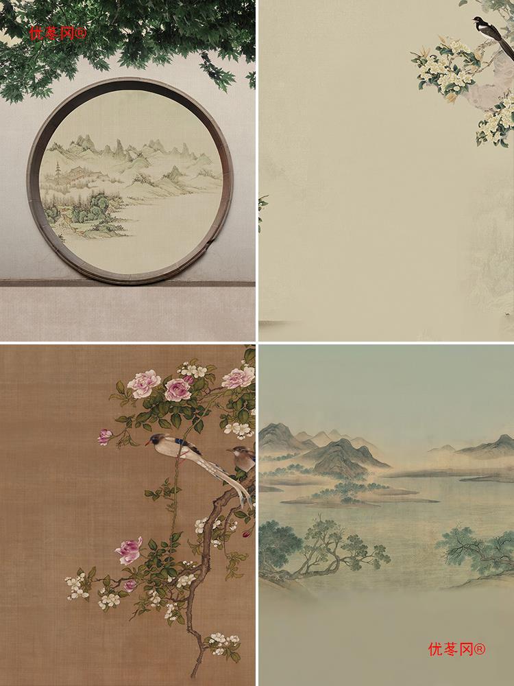 Meticulous Painting Ancient Style Live Broadcast Background Cloth 3d Stereo Background Wall Ancient Costume 5d Chinese Style Shooting Background Paper Photography High