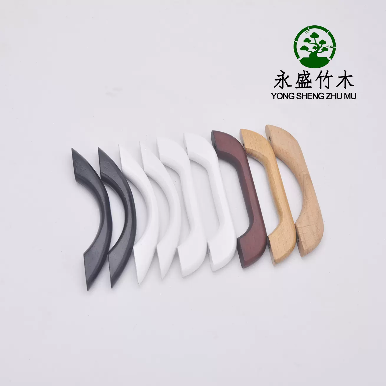 家具实木拉手衣橱柜门抽屉木把手原木双孔门拉手木制弓形拉手家居