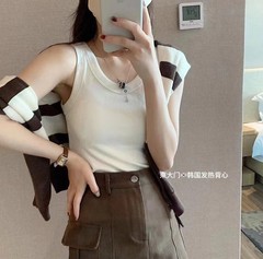 韓國東大門發熱毛圈背心女加絨加厚舒適修身顯瘦百搭保暖內衣打底