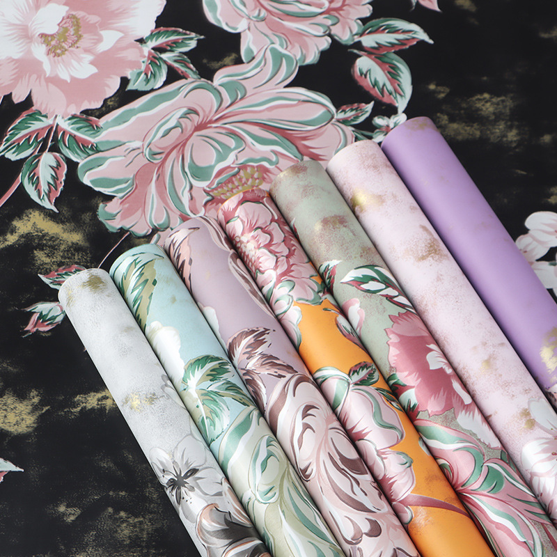 Rosas fragantes retro Papel Ouya Papel de embalaje de ramo de doble cara Material grueso impermeable Material de embalaje de flores