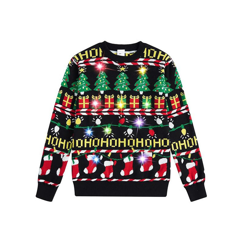 Spring, Autumn and Winter Cross-Border New Sweatshirt Ugly Christmas 3D Digital Printed Round Neck Santa Claus Reindeer Top