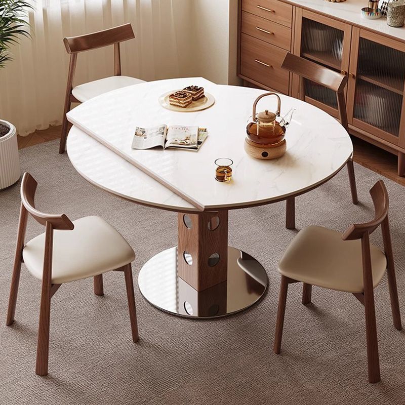 French Retro Retractable Folding Dining Table and Chair Combination for Home Small Apartment Dining Table Square and Round Dual-Purpose Black Dining Table