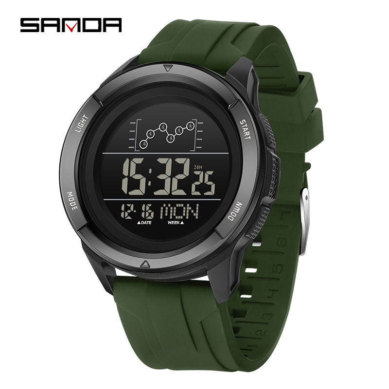 SANDA Sanda hoja electrónica multifunción reloj de despertador para estudiantes gran dial impermeable al aire libre reloj deportivo