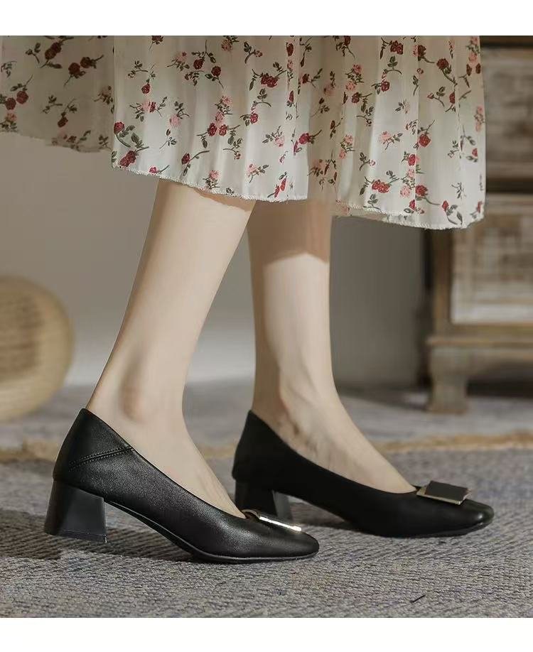 Unique Design, High-end Feel, Mid-heel Shallow Square-toed Women's Shoes, New Autumn Model, Comfortable For Long_voghion.com