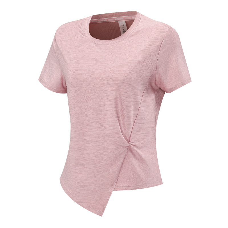 Camiseta deportiva de manga corta para mujer, estilo europeo y americano, para comercio transfronterizo, de secado rápido, para correr al aire libre, yoga, baile, fitness, transpirable, con cuello redondo