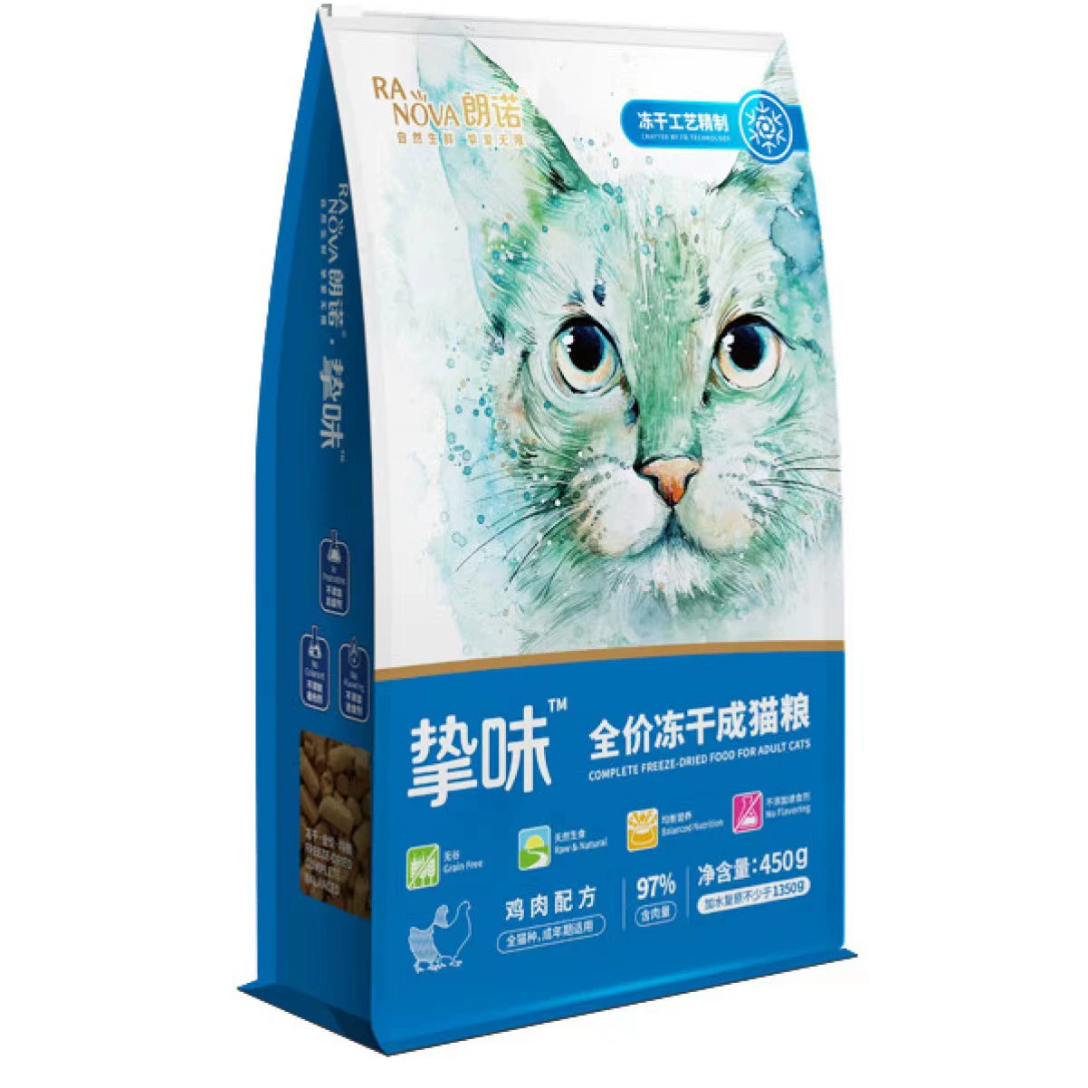 Lonno Zhiwei полная цена лиофилизированный корм для котят/взрослых кошек курица/курица + лосось 450г