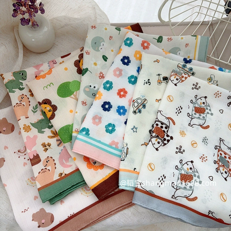 2025 Новое детское квадратное полотенце, мультяшное треугольное полотенце для малышей, мягкий платок для весны и осени, милый ветрозащитный шарф для малышей