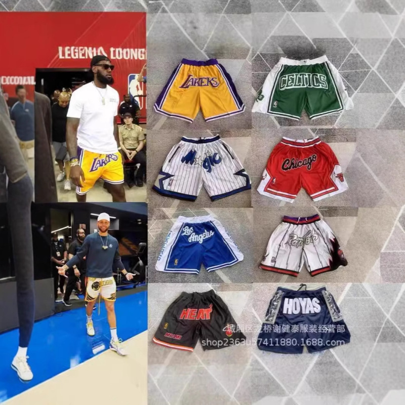 Dropshipping Foreign Trade Wholesale Warriors Lakers Mavericks Suns Pocket 3D Printed Shorts Retro Basketball Shorts