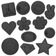 啸天黑色斜纹笑脸五角星刺绣布贴亚马逊补丁贴电脑绣花钻石熨烫