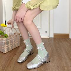 Spring and summer candy-colored hemp ear-rimmed fishnet stockings, Japanese macarons, colorful bows, girly socks, socks