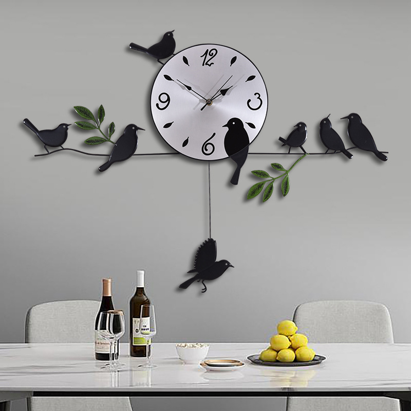 Bird Iron Mute Hollowing Clock Living Room Fashion Decoration Water…