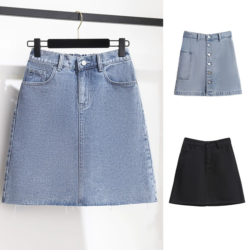 300 кг джинсовая юбка очень больших размеров женская 200 кг юбка с эластичной талией A-Line юбка летнее платье толстый MM240 кг плюс толстый