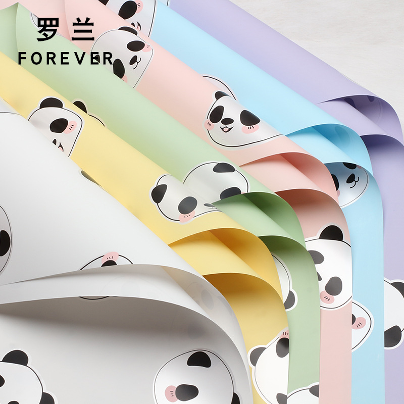 Roland oso oso de dibujos animados oso ramo de flores regalos hechos a mano papel de embalaje impermeable película de perla florista material de flor
